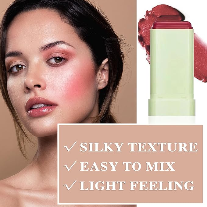 Cream Blush Stick with Brush,Waterproof Multi Cream Blush Skin B