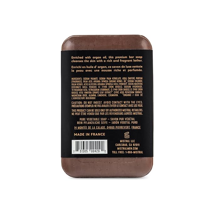 Mistral Bar Soap, Bourbon Vanilla, Large, Natural Exfoliation