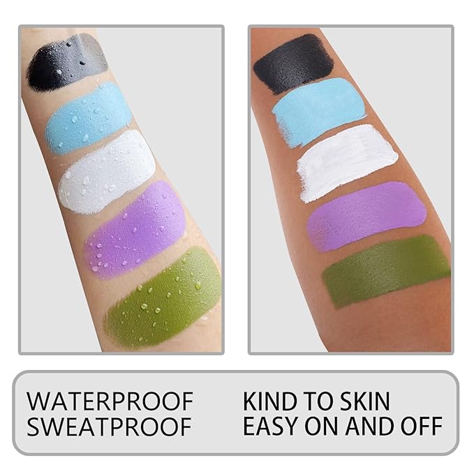 MEICOLY Black Face Body Paint Stick(1.06 Oz),Waterproof Black Face Paint for Cat Halloween SFX Skull Joker Zombie Vampire Skeleton Goth Spider Cosplay Makeup,Black Stick Clown Makeup