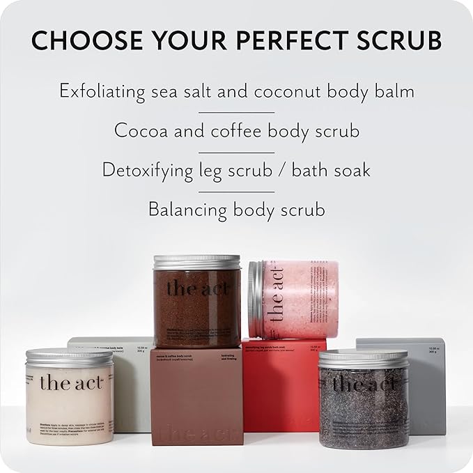 Exfoliating Body Scrub with Sea Salt & Coconut - Nourishing Restores Cleanser Body Balm - Home Spa Care, Vegan, Organic (10.58 Oz, Coconut)