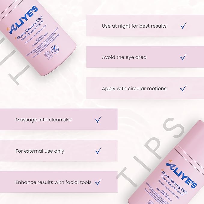 ALIYE'S A Beauty Elixir - All In One - Face & Body & Hair Oil Ecocert/Cosmos Natural Certified, Vegan, Non-GMO, Alcohol - Silicone Paraben Free, Derma