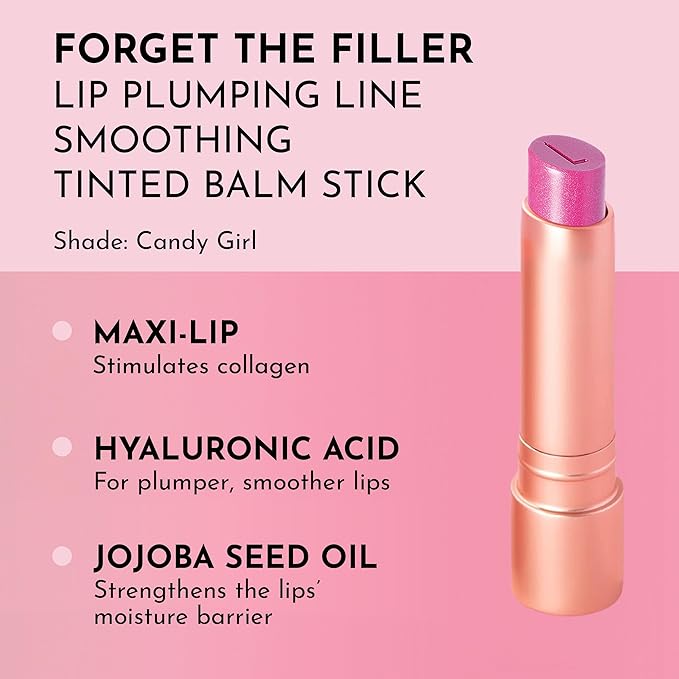 Lawless Forget the Filler Lip Plumping Line Smoothing Tinted Balm - Candy Girl - Premium Tinted Lip Balm with Natural Ingredients to Plump and Smooth Lips for a Firmer, Fuller Look - 0.09 oz
