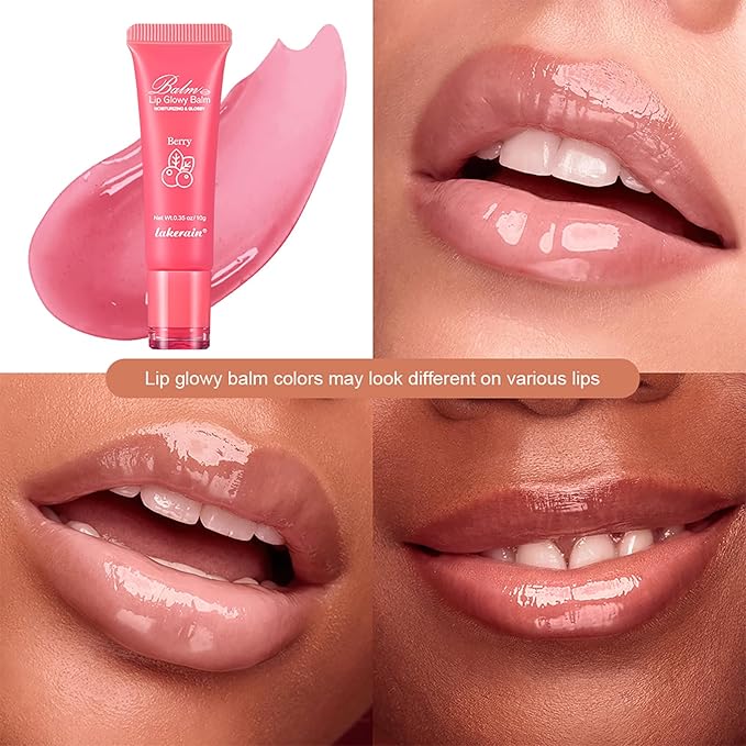 2Pcs Lip Glowy Balm and Lip Sleeping Mask Set, with 4 Flavor Options - Reduce Lip Lines, Enhance Lip Color, Hydrate & Plump Dry Chapped Lips Care (Berry)