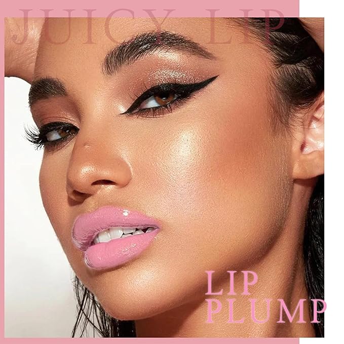 Lip Gloss Stick, Moisturizing Jelly Solid Lip Plump Oil Slick Click,Non Sticky Tinted Press Lipstick Pen, Lightweight Buildable Balm Liner Professional Makeup, High Shine Longlasting Glow-Pink