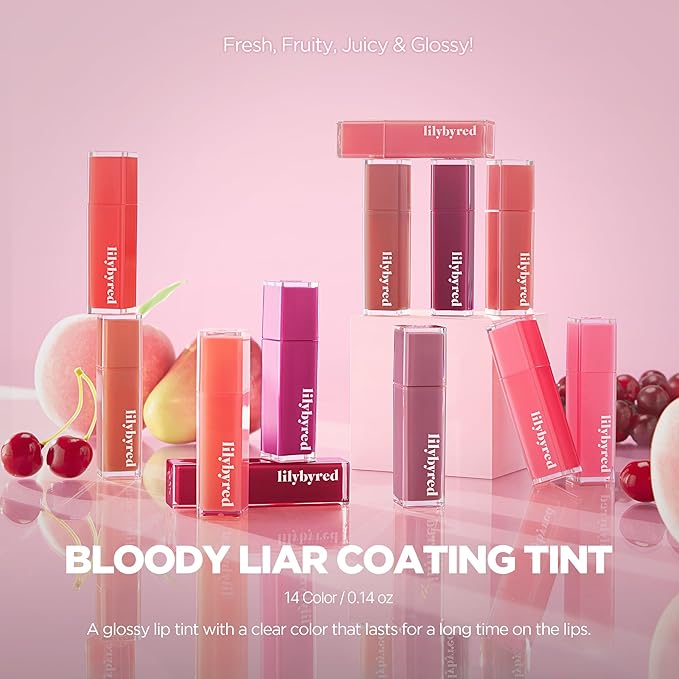 lilybyred Bloody Liar Coating Tint | Korean Glossy Lip Stain, Vivid & Juicy Color, Syrupy Shine, Moisturizing, Long-Lasting & Smudge-Proof, Non-Sticky, Lightweight, 0.14 oz. (04 Shy Peach)