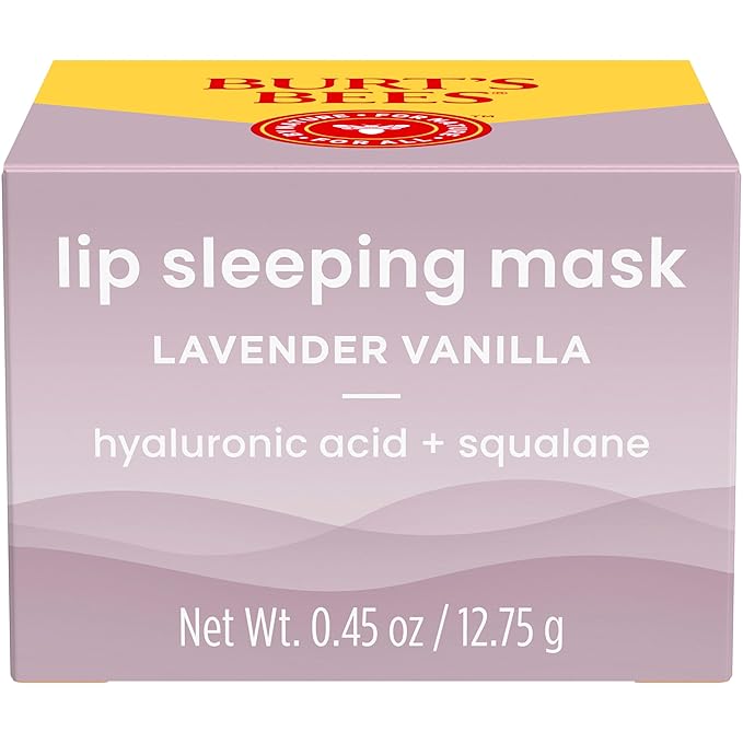 Burt’s Bees Lavender Vanilla Lip Sleeping Mask, With Hyaluronic Acid and Squalane Moisturizer To Instantly Hydrate Lips, Overnight Lip Mask, Lip Treatment, 0.45 oz.