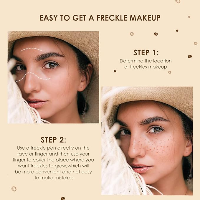 Lifelike Freckle Pen - 2 Colors (Light Brown & Dark Brown), Waterproof, Quick Dry, Soft Dot, Natural, Magic Fake Freckles Makeup Pen