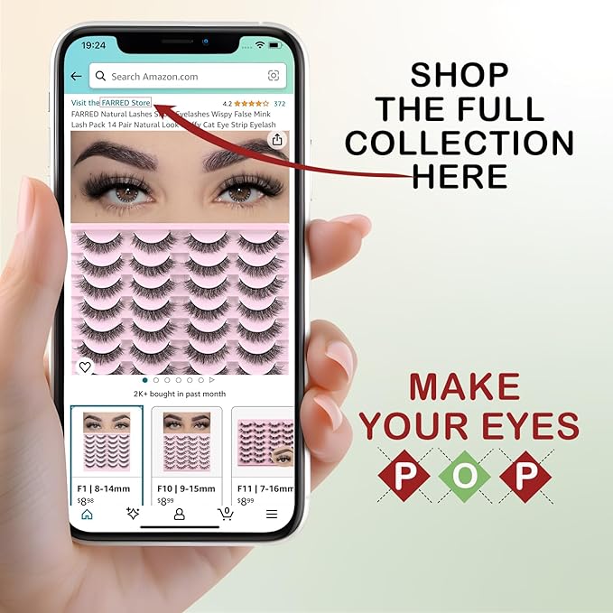 FARRED Natural Lashes Short Eyelashes Wispy False Mink Lash Pack 14 Pair Natural Look Fluffy Doll Eyelash Small Fake Strip Lashes Full Pestañas Sets for MUA and Beginners Daily Makeup (F5 | 8-15mm)