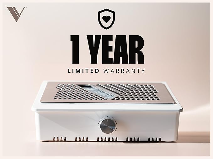 V Beauty Pure Nail Fan Dust Collector - Nail Dust Extractor and Catcher Vacuum, Sleek, Lightweight, and Adjustable Salon Fan with Activated Charcoal Filter, Acetone-Resistant Design