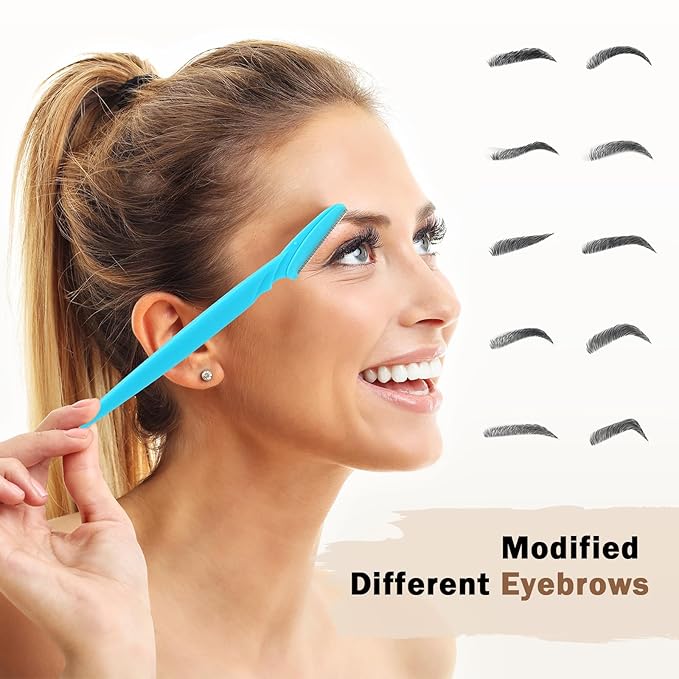 D 21 PCS Eyebrow Razor,Dermaplane Razor,Face Razors for Women and Men,Dermaplaning Tool for Face,3 Colors Facial Hair Shavers with Precision Cover,Facial Hair Remover for Women,Eyebrow Hair Trimmers