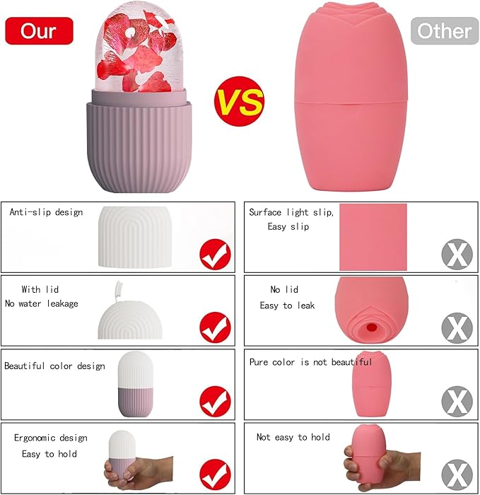 XHJRI Ice Face Roller Massager,Ice Cube Roller for Face, Eyes and Neck Naturally Conditioning and Skin Care,De-Puff Eye Bags,Reduce Migraine Pain,Reusable Massage Silicone Ice Mold (Brown)