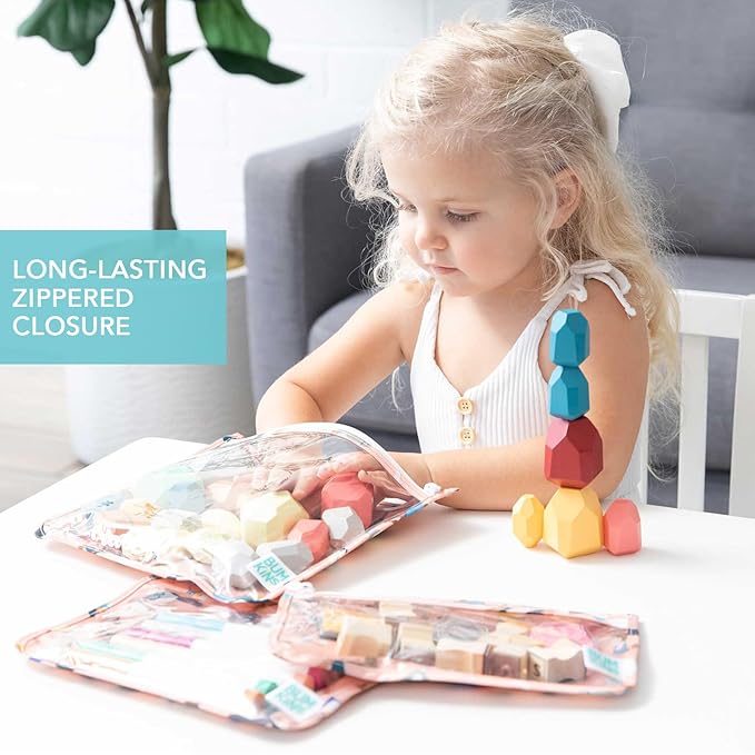 Bumkins Travel Bag, Toiletry, TSA Approved Pouch, Zip Bag, Quart Size Airline Compliant, Clear-Sided, Baby, Diaper Bag Organization, Makeup, Accessories, Carry On Packing, Set of 3 Sizes, Yoga Pals