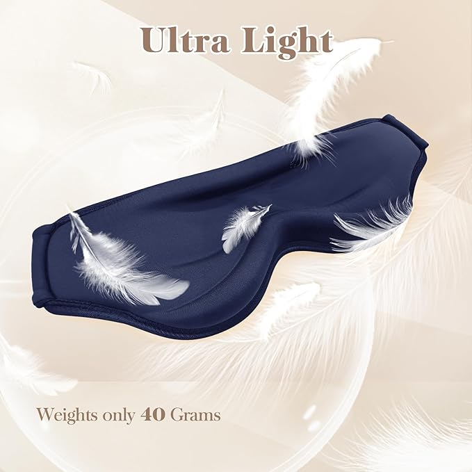 3D Cooling Eye Mask Sleep Mask for Men & Women, 100% Pressure-Free & Light Block-Out Eye Mask for Sleep with Easy Adjustable Strap, Night Eye Cover for Travel, Blue