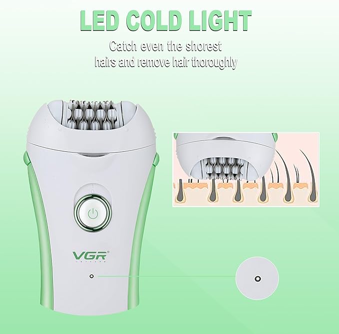 Epilators Hair Removal for Women, Glabrouse Skin Facial Hair Removal, Facial Hair Epilator with Eyebrow Trimmer for Women Face Sensitive Skin for Bikini, Face, Arm, Legs, Armpits, Green