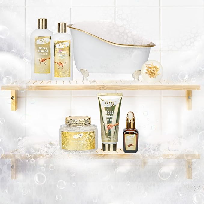 Mothers Day Gifts for Mom - 7-Piece Honey Almond Spa Gift Set for Women, Bath & Body Gift Set, Bath Collection with Bath Bomb & More | Christmas, Birthday Gifts for Her, All Occasion Holiday Present