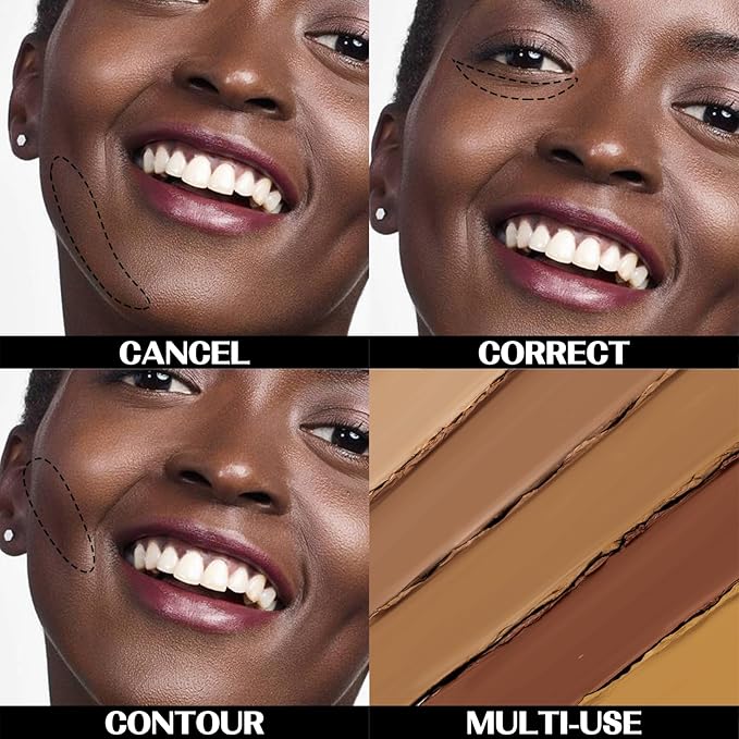 5 In 1 Multi-Use Correcting Concealer Palette,Waterproof Long Lasting Contour Palette,Professional Creamy Concealer Kit for Women,Easy to Create Full Coverage and Natural Finish.#3