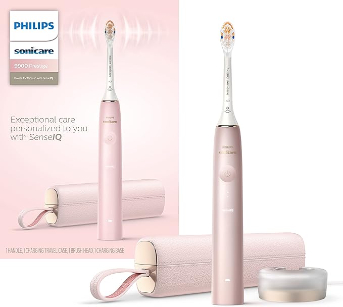Philips Sonicare 9900 Prestige Rechargeable Electric Power Toothbrush with SenseIQ, Pink, HX9990/13