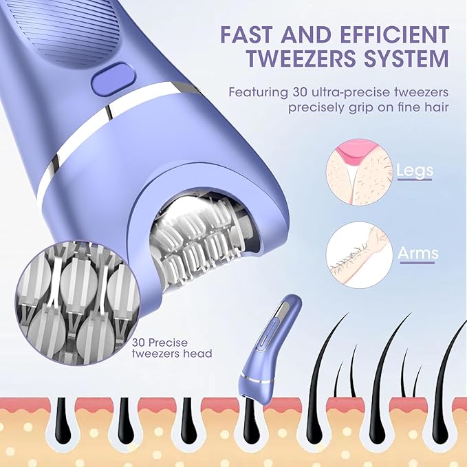 Electric Shavers for Women, 7 in 1 Hair Removal Kit with Epilator Bikini Trimmer Face Razor Body Brush Face Massager Foot Callus Remover, IPX7 Waterproof Lady Razors Set for Legs Armpit Bikini Pubic