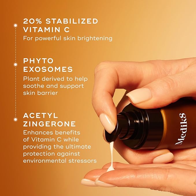 Medik8 C-Tetra Advanced - Balancing, Plumping, Hydrating Daily Vitamin C Serum with Hyaluronic Acid, Squalene - Smooths Fine Lines, Wrinkles - 1.0 oz