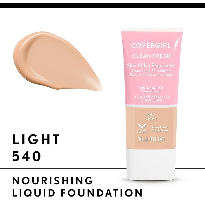 COVERGIRL, Clean Fresh Skin Milk Foundation, Light, 1 Fl Oz (Pack of 1) (packaging may vary)