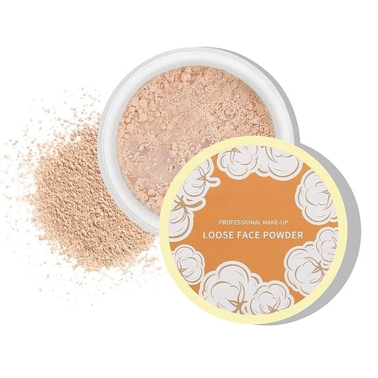 Boobeen Loose Face Powder Translucent Setting Powder Oil Control Loose Powder, Soft Focus Effect Makeup Loose Setting Powder, Lightweight Shine Control Matte Finishing, with Puff