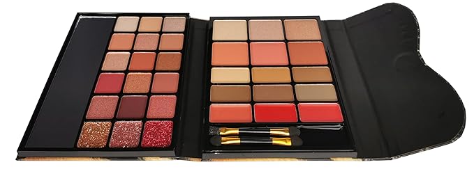 Beauty Makeup Palette 33 Pigmented Colors Professional Eyeshadow Blush Highlighter Contour Glitter Matte Set with Brushes Ideal Makeup Kit for Eyes Lips and Face