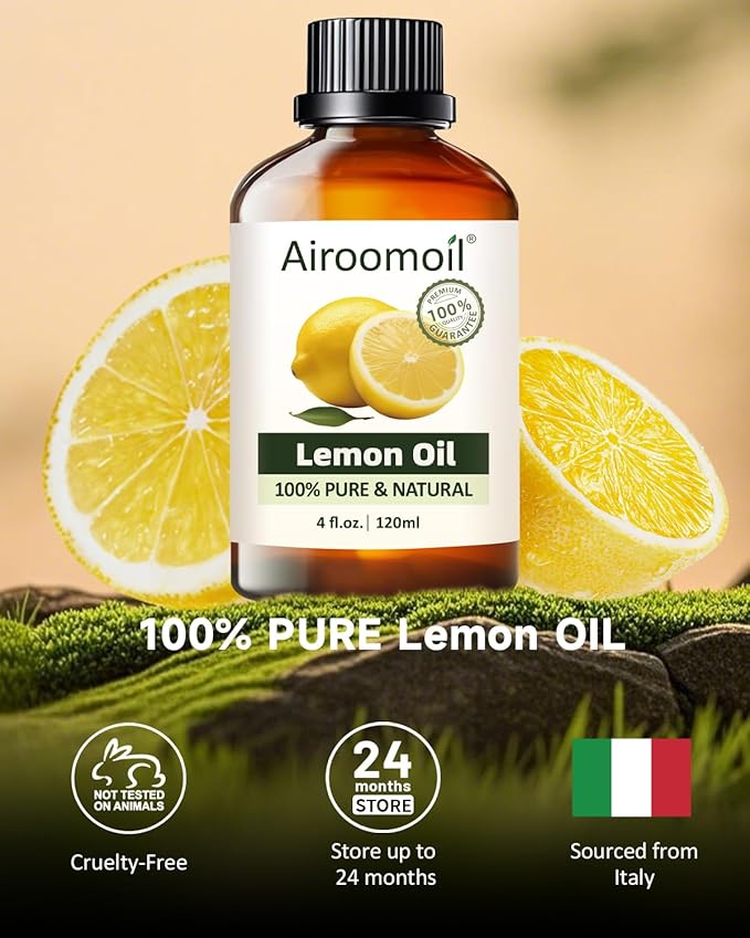 Pure Lemon Essential Oil, 100% Pure Natural Lemon Essential Oil, Premium Grade Essential Oils for Diffusers for Home, Skin, Care Massage, Soap Making, Aromatherapy, 4 Fl Oz | 120ml