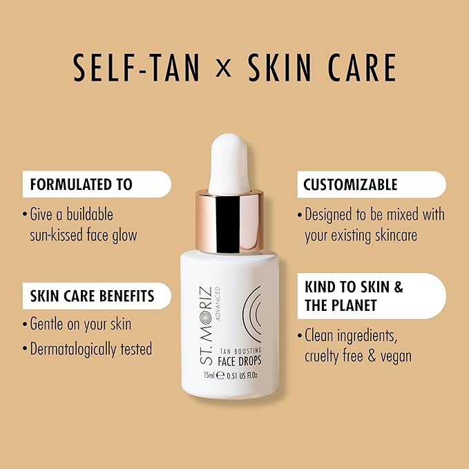St. Moriz Advanced Self Tanning Drops for Face, Tan Boosting Face Drops (0.51 Fl Oz) - Self Tanner Bronzing Drops for Face - Face Tanning Drops to Add to Moisturizer