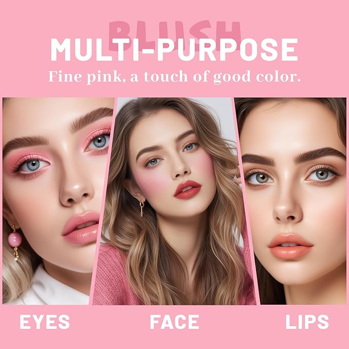 4 Pcs Jelly Blush Stick,Sheer Lip & Cheek Makeup Blush