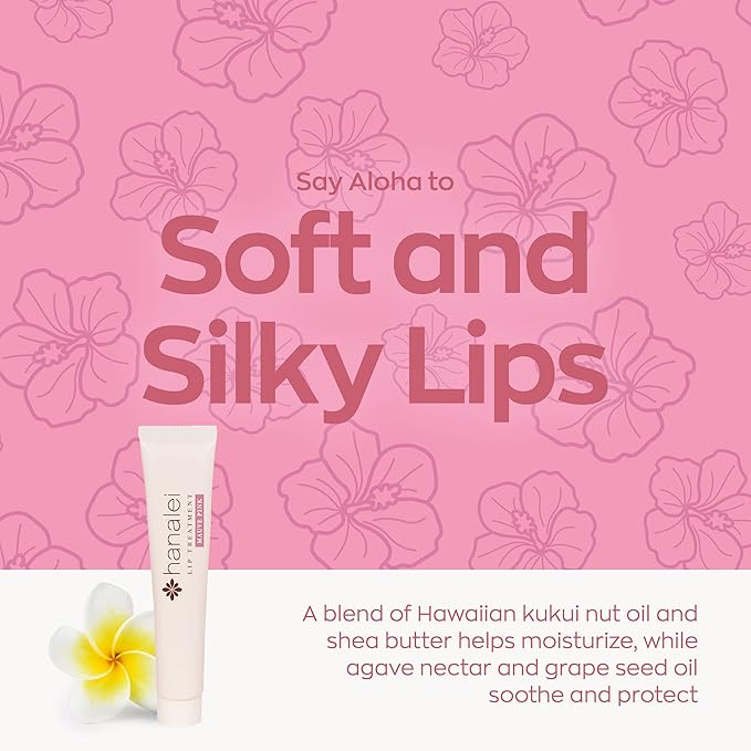 Hanalei Hydrating Lip Treatment Balm – Cruelty-Free, Paraben-Free Moisturizer for Severely Dry, Chapped Lips – Kukui Oil, Shea Butter & Grapeseed Oil –Mauve Pink Tint, Travel-Size 3-Pack (5g X 3)