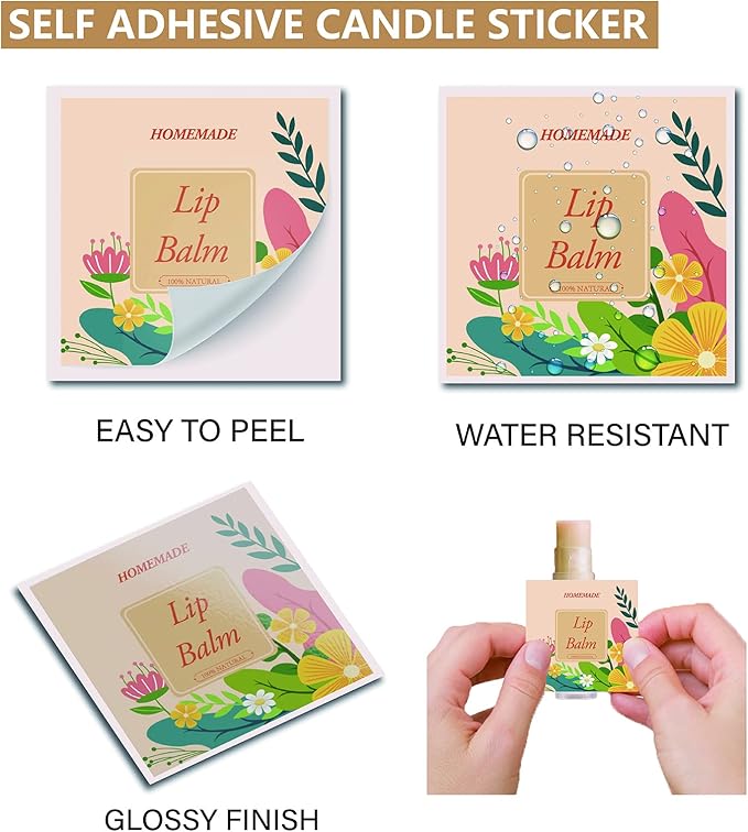 CRASPIRE Lip Balm Labels 80pcs Homemade Yellow）