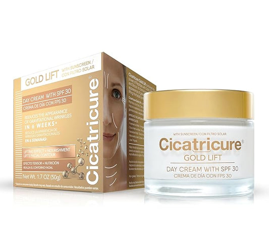 Cicatricure Gold Lift Day Cream, Anti Aging Face Moisturizer with SPF 30, Hydrating Skin Care with Gold, Calcium & Silicon to Lift and Tighten Face Contour 1.7 Ounce