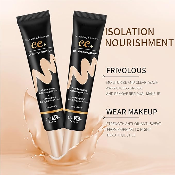 CC Cream Tinted Moisturizer with SPF 50, Color Correcting CC Cream, CC Cream Foundation Full Coverage Correcting Skin Tone, Cover Blemish, Hydrating & Long-Lasting Matte CC Cream (Natural)