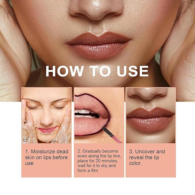 3 Colors Lip Stain Peel Off, Peel off Lip stain, Lip Tint Stain, Peel off Lip Liner Stain, Lip Stain Peel off Tint Tattoo Color Waterproof Long-Lasting, No Smudging