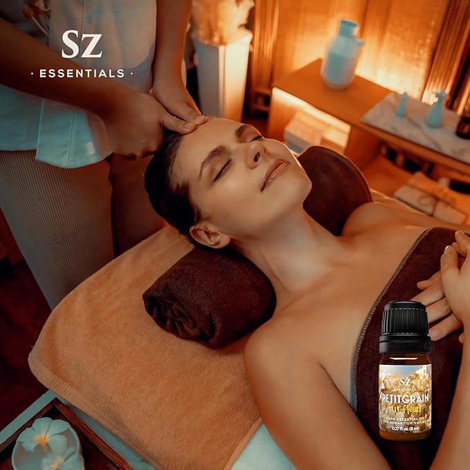 Petitgrain Sur Fleurs Essential Oil - 100% Pure and Undiluted - Extracted from Neroli-Bitter Orange Tree - Citrusy & Woody Scent with Fresh Neroli Floral Overtones - Therapeutic Grade