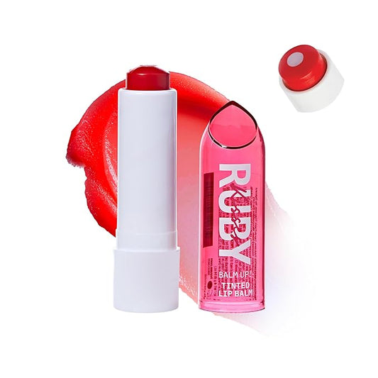 Ruby Kisses Balm Up Tinted Lip Balm, Non-Greasy Hydrating Formula, Nourishing Coconut Core & Vitamin E Infused, Lip Care with Natural Shine, Lightweight Sheer Color (Red)