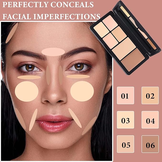 Color Correcting Concealer Palette,Concealer Contour Palette Long-Lasting Makeup