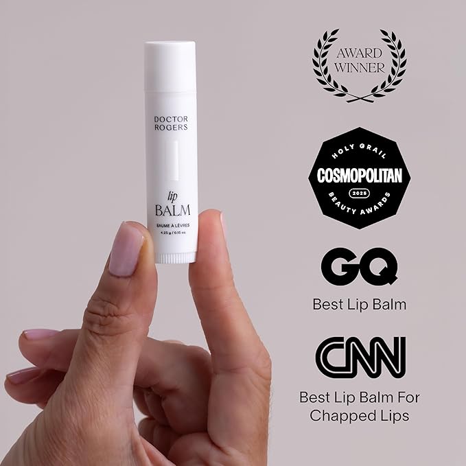 Doctor Rogers Lip Balm, Hydrating and Softening Lip Moisturizer For Very Dry Lips, Dermatologist-Created, Natural, & Hypoallergenic Moisturizing Lip Balms, 4.25g Tube