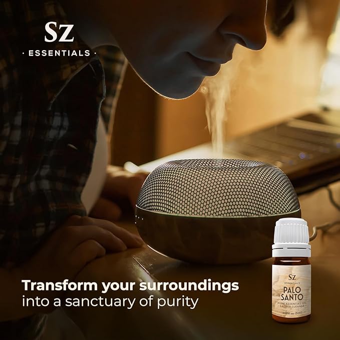 Palo Santo Essential Oil – 100% Pure – Ethically Sourced from Peru – Sacred Oil for Ritual Use, Spiritual Cleansing & Energy Clearing – Bursera graveolens – Vegan – 0.17 fl oz (5mL)