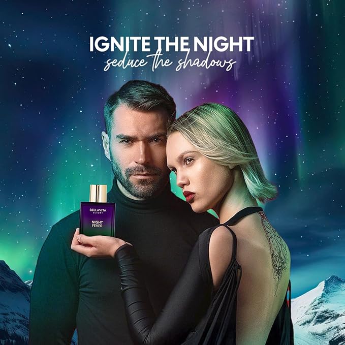 BELLAVITA Luxury NIGHT FEVER Perfume for Women and Men | Notes of Bergamot Mandarin, Peach, Musk & Vanilla | Long Lasting Eau De Parfum for Man and Woman | Fruity Premium Unisex Fragrance Scent