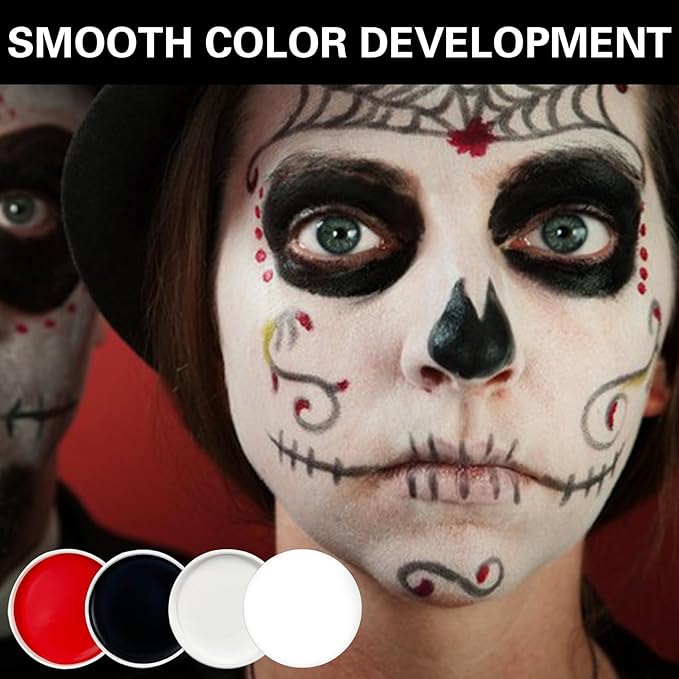White Face Body Paint Halloween Cosplay Clown Zombie Costume Sfx Makeup Professional Oil Based Cream Face Paint Palette for Adults and Kids