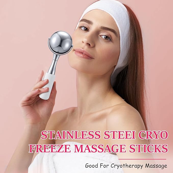 Cryo Sticks 360 Rotating Unbreakable Steel Ice Globes - Facial Skin Care Tools for Women - Ice Roller for Face & Eyes