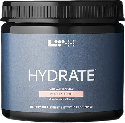 LTH Hydrate Hydration Mix - Trusted by Life Time Fitness Members - NSF Certified for Sport - Electrolyte Powder - Plant-Based, Non-GMO, Gluten Free - 60 Servings (Peach Mango)