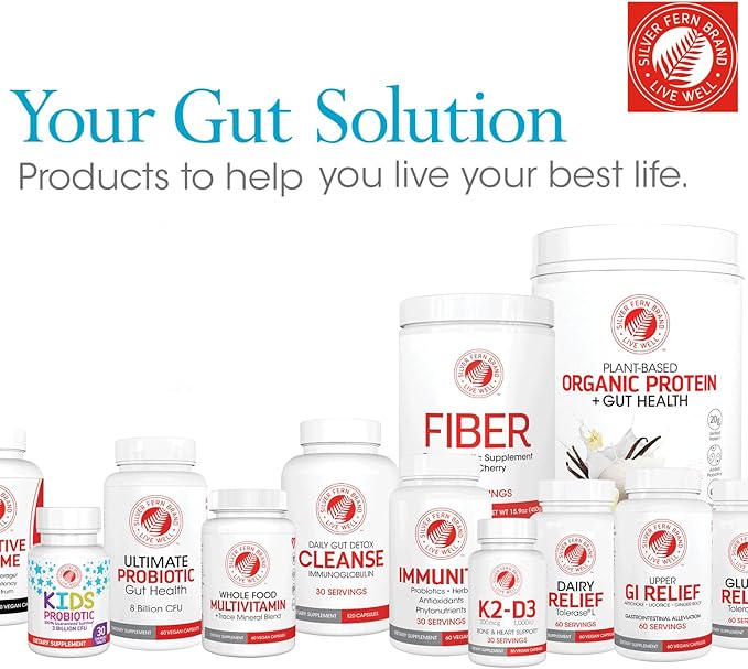 Silver Fern Cleanse - Daily Gut - 1 Bottle - 120 Capsules - 30 Day Supply - Immunoglobulin G, A & M -(IgG, IGA, IgM) - Postbiotic