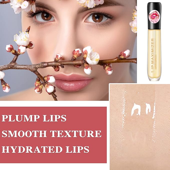 Lip Plumper Lip Gloss,Lip Maximizer Balm Plumper Lip Plumping Serum,Heathly Lip Moisturizer Enhancer Hydrated Lips,Reduces Improves Dry Lip Lines Lip Plumping Gloss Lip Extreme Volume