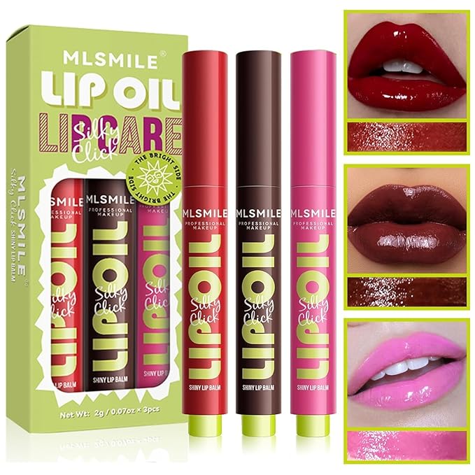 3 Colors Fat Lip Oil Click Slick, Moisturizing Moisturizing