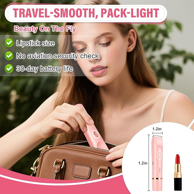 Women's Bikini Trimmer, 2-in-1 Electric Shaver for Bikini Line, Legs, Underarms, Face - Waterproof Women's Electric Shaver for Sensitive Skin, USB Rechargeable (Purple) (Pink)