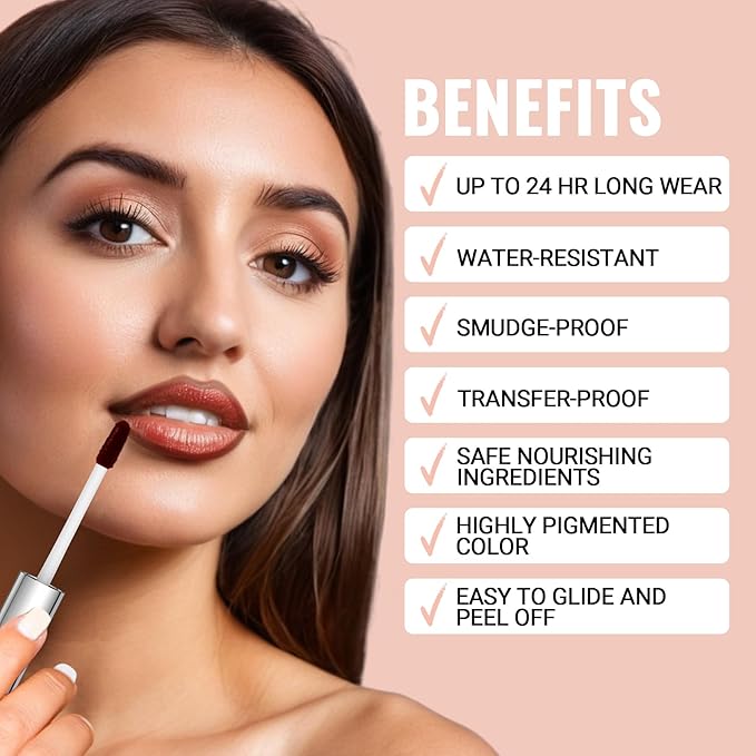 iMethod Natural Long Lasting Lip Liner - Peel Off, Waterproof Stay On All Day, Transfer-Proof, Highly Pigmented, Instant Peel Off Lip Stain Color, Rose