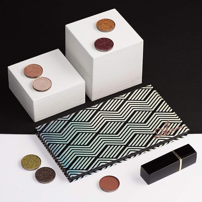 Magnetic Palette Black Empty Makeup Palette with Mirror and 20Pcs Adhesive Empty Palette Metal Stickers for Eyeshadow Lipstick Blush Powder