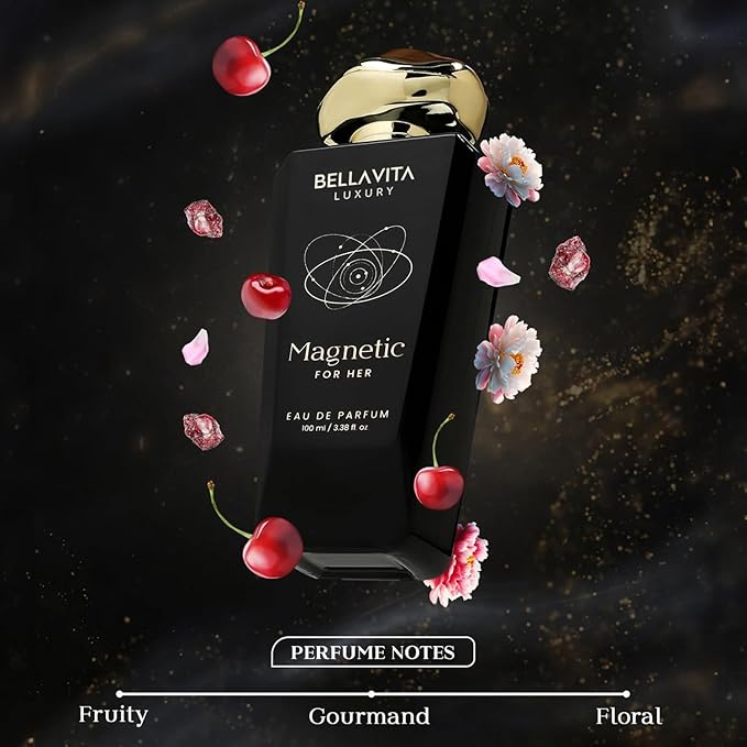BELLAVITA Luxury Mood Collection MAGNETIC Perfume for Women 100ml | Pheromone Inspired Technology Long Lasting Fragrance | Notes of Rose, Jasmine and Cherry | Gourmet, Spicy Premium Fragrance